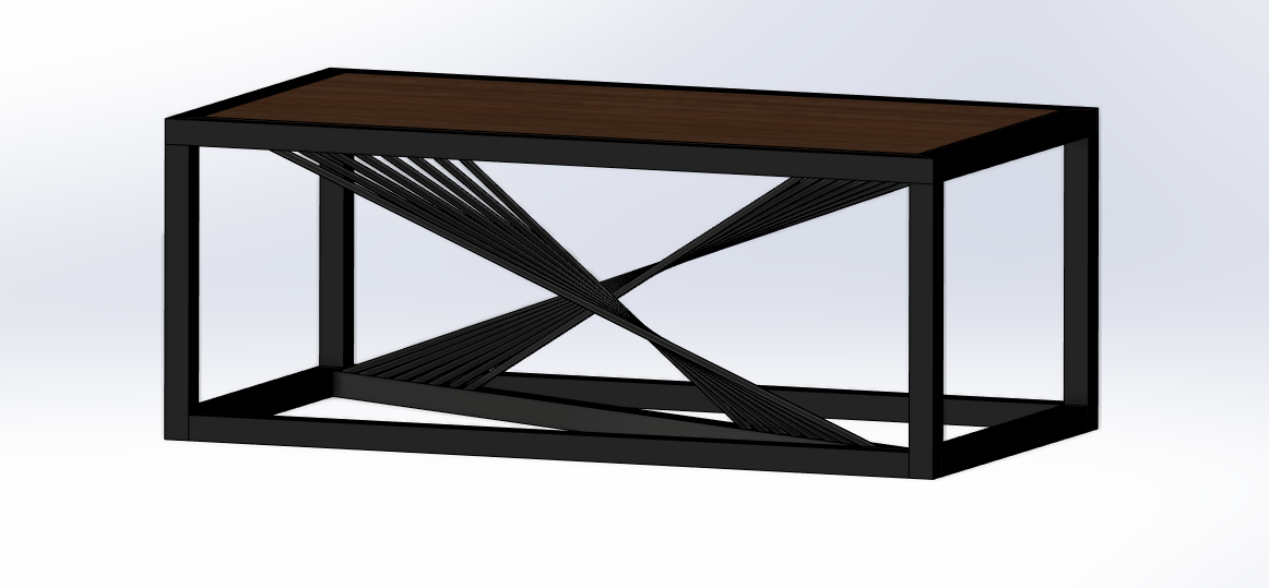 Table Basse Design en Bois et Métal avec horloge factice en Résine Époxy